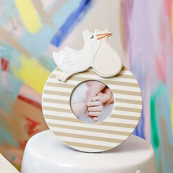 Table Decor^Happy Everything Neutral Medium Stripe Round Frame By !
