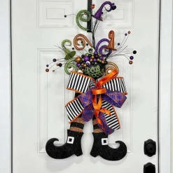 Signs^Craig Bachman Orange And Black Glitter Stripe Halloween Witch Legs