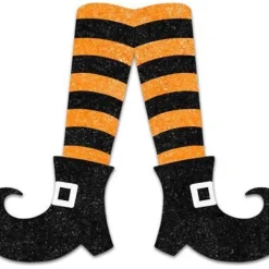 Wall Decor^Craig Bachman Orange And Black Glitter Stripe Halloween Witch Legs