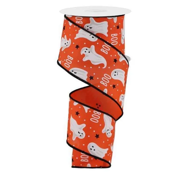 Ribbon^Craig Bachman Orange Ghost Ribbon, 2.5" X 10Yd