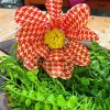 Floral^Liberty Floral Orange Houndstooth Sunflower Spray