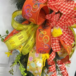 Floral^Liberty Floral Orange Houndstooth Sunflower Spray