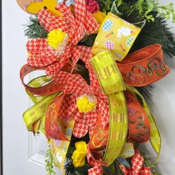 Spring^Liberty Floral Orange Houndstooth Sunflower Spray