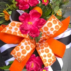 Ribbon^Farrisilk Orange Print Ribbon 2.5"X10Yd
