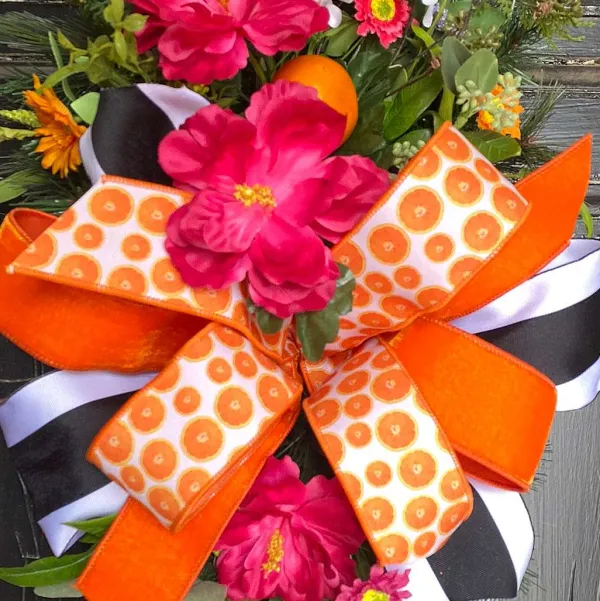Ribbon^Farrisilk Orange Print Ribbon 2.5"X10Yd