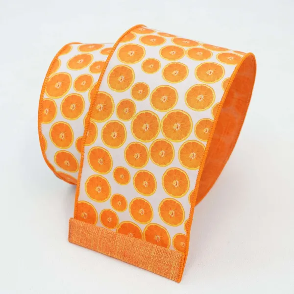 Ribbon^Farrisilk Orange Print Ribbon 2.5"X10Yd