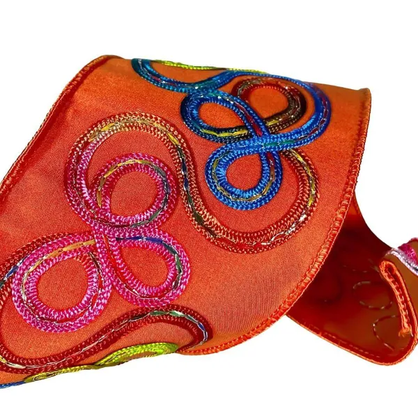 Ribbon^Farrisilk Orange Whimsy Ribbon, 4"X10Yd.