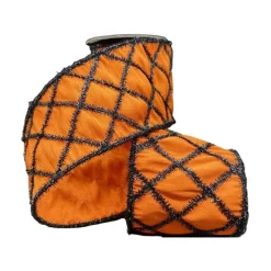 Halloween^D. Stevens Orange With Diamond Tinsel Ribbon, 4" X 5Yd