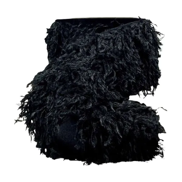 Happy New Year^D. Stevens Ostrich Feather Black Ribbon, 4" X 10Yd