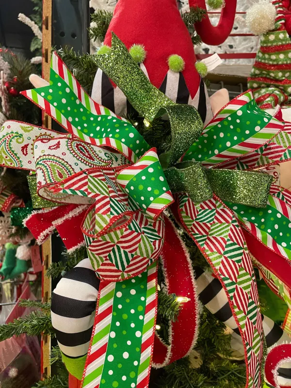 Ribbon^Craig Bachman Paisley In White, Lime, Red And Emerald, 2.5"X10Yd.