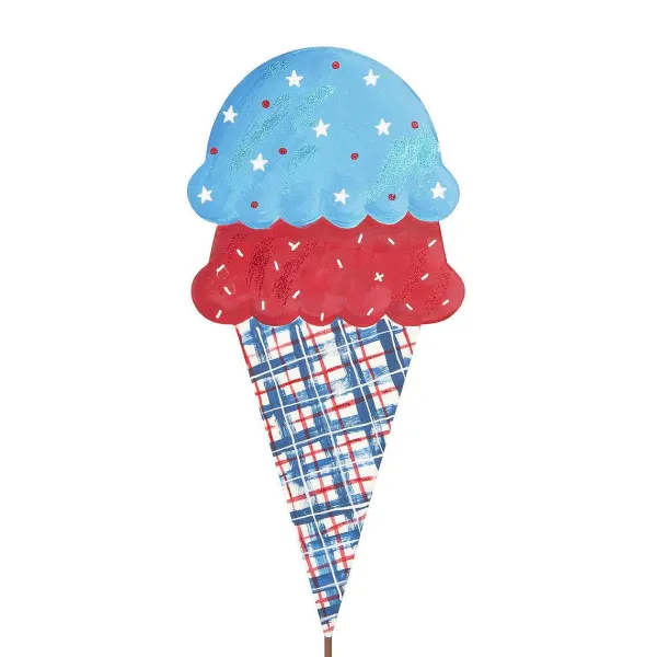 Pot Stakes^The Round Top Collection Patriotic Double Scoop Ice Cream Cone