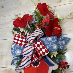 Ribbon^D. Stevens Patriotic Glitter Wave On White Ribbon 2.5"X 10Yd