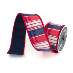 Ribbon^Farrisilk Patriotic Hampton Plaid Ribbon, 2.5" X 10Yd