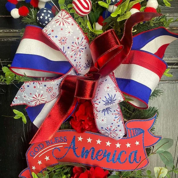 Ribbon^Farrisilk Patriotic Red, White, And Blue Stripes 4" X 10Yd