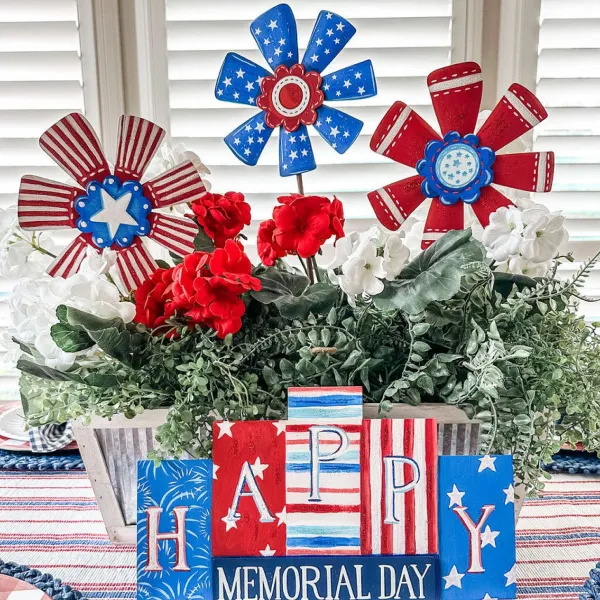 Wall Decor^The Round Top Collection Patriotic Ribbon Flowers