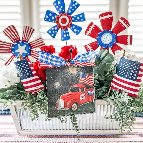 Wall Decor^The Round Top Collection Patriotic Ribbon Flowers