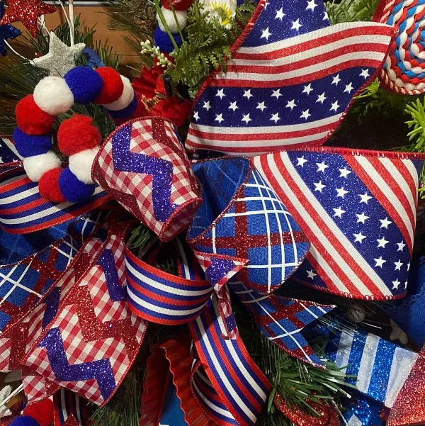 Ribbon^Farrisilk Patriotic Stars And Stripes Ribbon, 4" X 10Yd