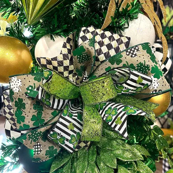 Ribbon^Craig Bachman Patterned Shamrocks Ribbon, 4" X 10Yd