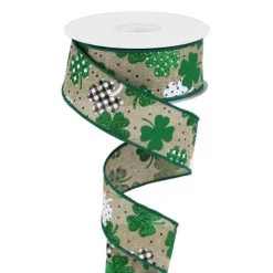 St. Patrick's Day^Craig Bachman Patterned Shamrocks Ribbon, 1.5" X 10Yd