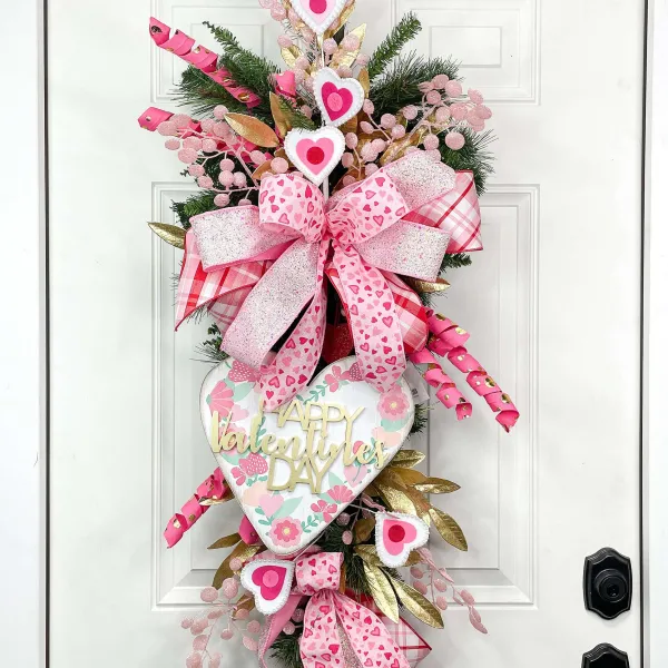 Floral^Craig Bachman Pearl Trim Felt Heart Spray 24.5"