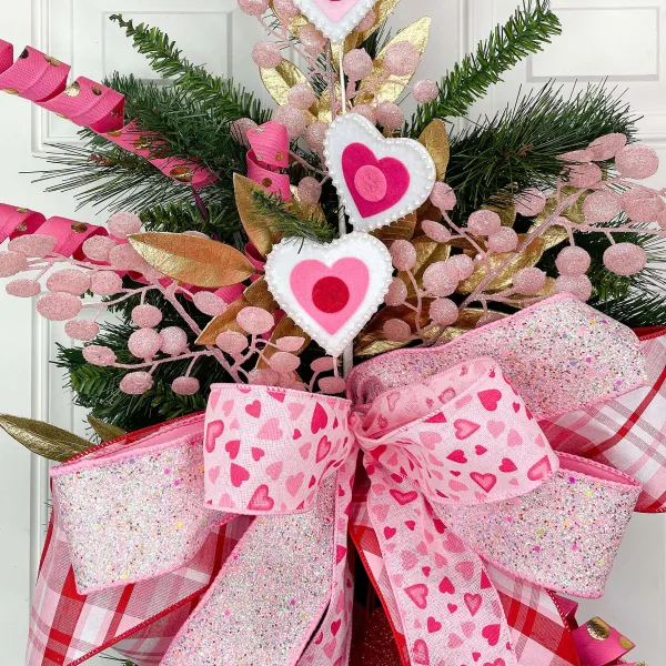 Floral^Craig Bachman Pearl Trim Felt Heart Spray 24.5"
