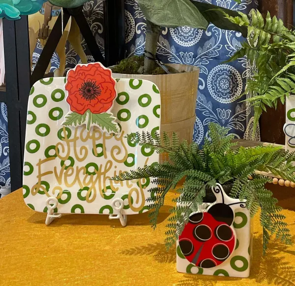 Kitchen & Dining^Happy Everything Peridot Mini Square Platter By !