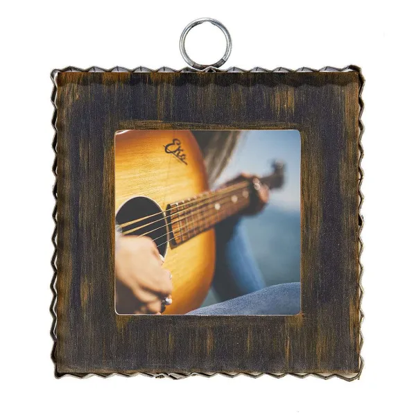 Table Decor^The Round Top Collection Pie Crust Photo Frame, Black Mini Gallery Art