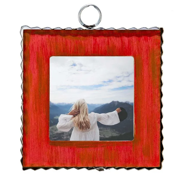 Table Decor^The Round Top Collection Pie Crust Photo Frame, Red Mini Gallery Art