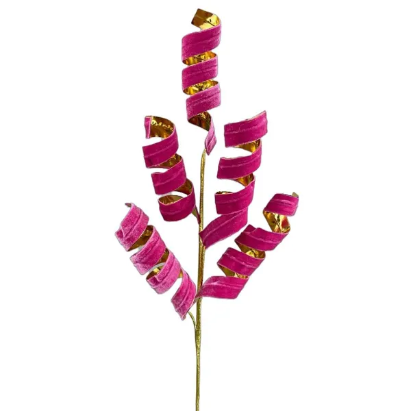 Floral^Liberty Floral Pink And Gold Curly Spray