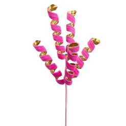 Picks^Liberty Floral Pink And Gold Frizzy Curly Pick