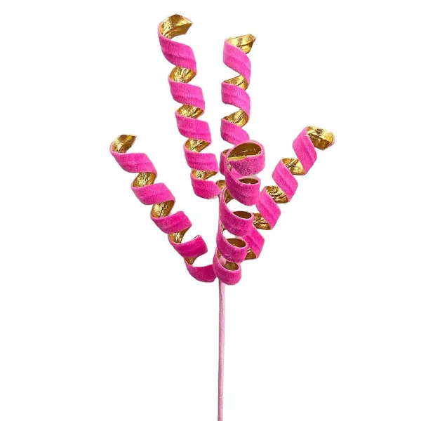 Picks^Liberty Floral Pink And Gold Frizzy Curly Pick