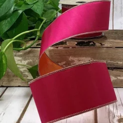 Spring Ribbon^D. Stevens Pink And Orange Double Sided Taffeta Ribbon, 2.5" X 10Yd