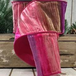 Ribbon^D. Stevens Pink And Purple Velvet Ombre Ribbon, 4" X 10Yd