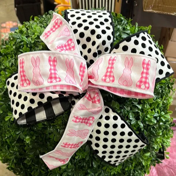 Ribbon^D. Stevens Pink And White Easter Ribbon, 2.5" X 10Yd