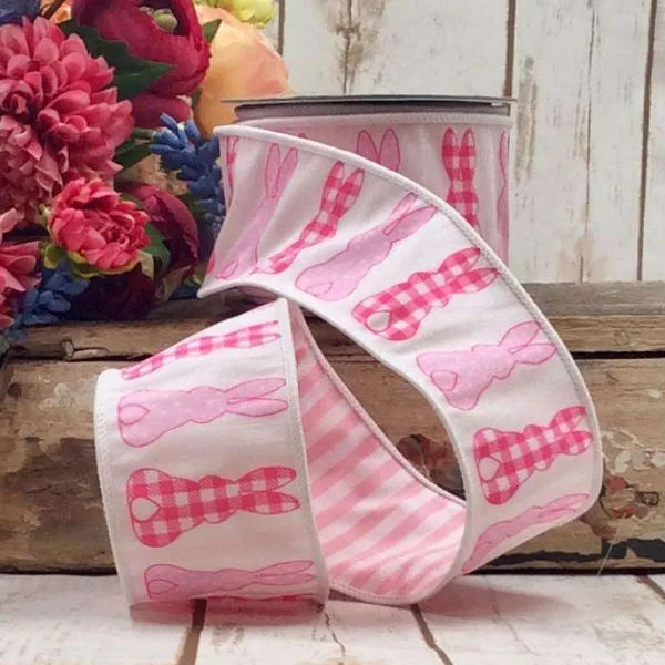 Ribbon^D. Stevens Pink And White Easter Ribbon, 2.5" X 10Yd
