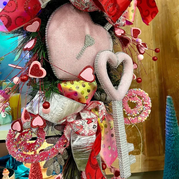 Figurines^Liberty Floral Pink Bling Heart Lock & Key