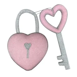 Focal Points^Liberty Floral Pink Bling Heart Lock & Key