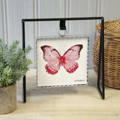 Table Decor^The Round Top Collection Pink Butterfly Mini Gallery Art