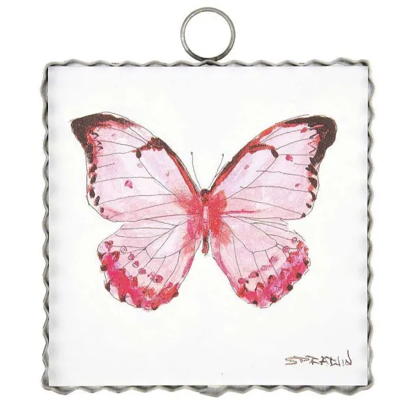 Table Decor^The Round Top Collection Pink Butterfly Mini Gallery Art