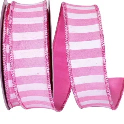 Spring^Reliant Ribbon Pink Cabana Horizontal Stripe Ribbon, 1.5" X 10Yd