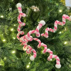 Floral^Liberty Floral Pink Chenille Curly Spray On Black Stem