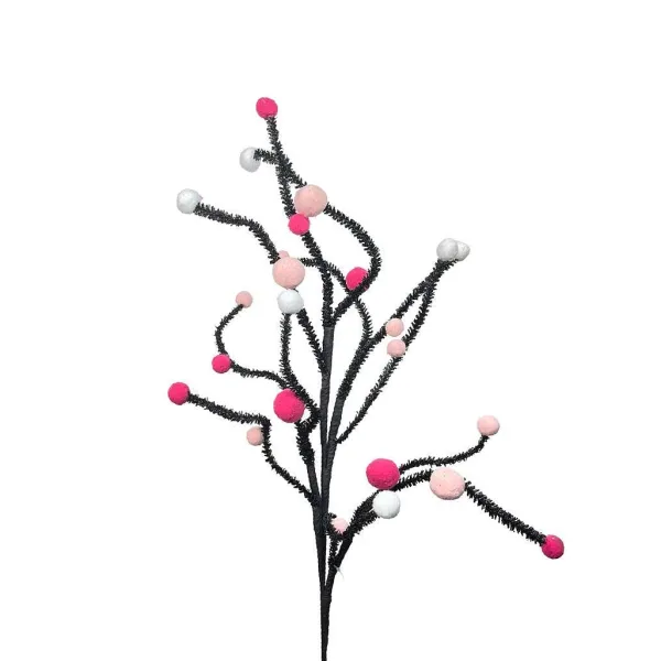 Floral^Liberty Floral Pink Felt Ball Twig Spray