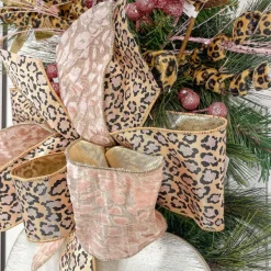 Ribbon^D. Stevens Pink Leopard Jacquard Ribbon, 4