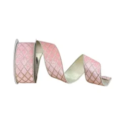 Ribbon^Farrisilk Pink Metallic Diamond Ribbon 2.5
