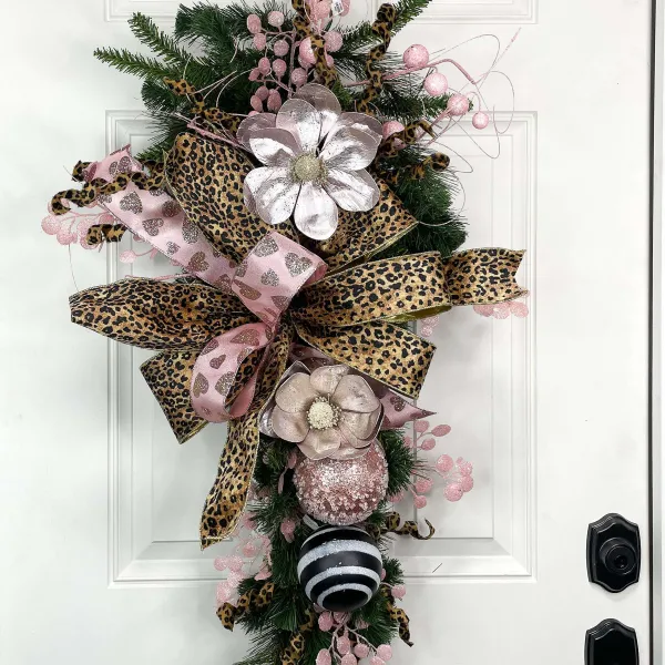 Floral^Regency Pink Metallic Magnolia Stem, 24"