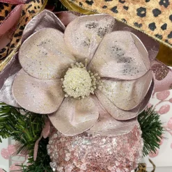 Floral^Regency Pink Metallic Magnolia Stem, 24
