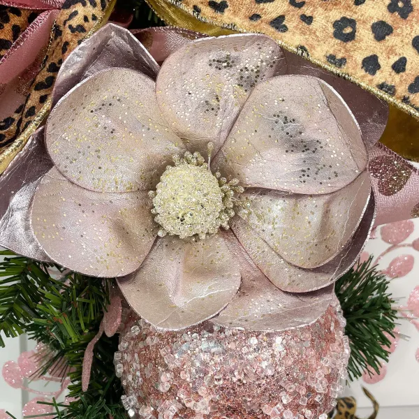 Floral^Regency Pink Metallic Magnolia Stem, 24"