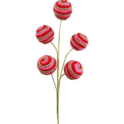 Sprays^Liberty Floral Pink, Red, And Gold Twirl Ball Pick