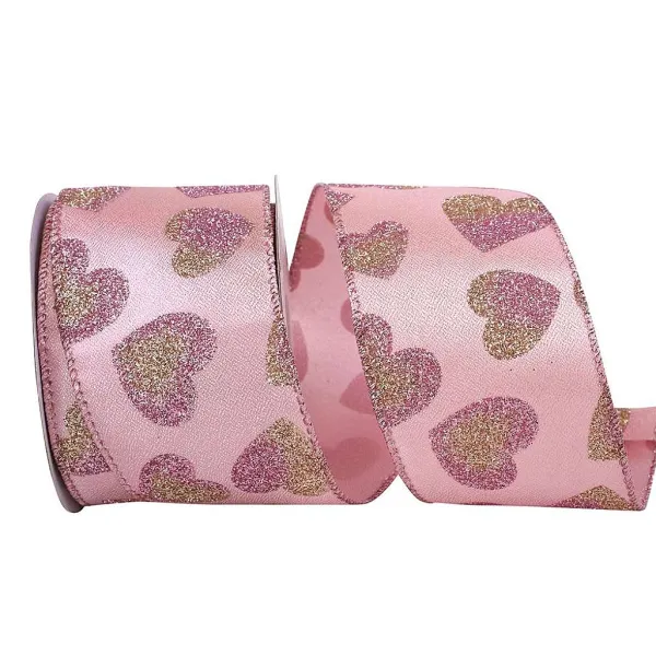 Ribbon^Reliant Ribbon Pink Two Tone Hearts - 2.5"X10Yd
