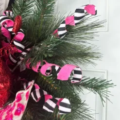 Picks^Liberty Floral Pink With Black And White 2-Sided Frizzy Curly Pick